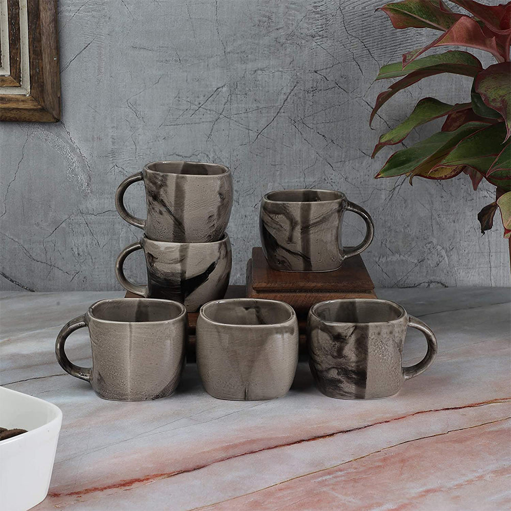 Grey Ceramic Mugs Ceramic Cups Set For Tea (set Of 6)