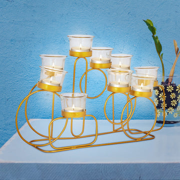 Tea Light Holder In Geometric Shape For 9 Lights