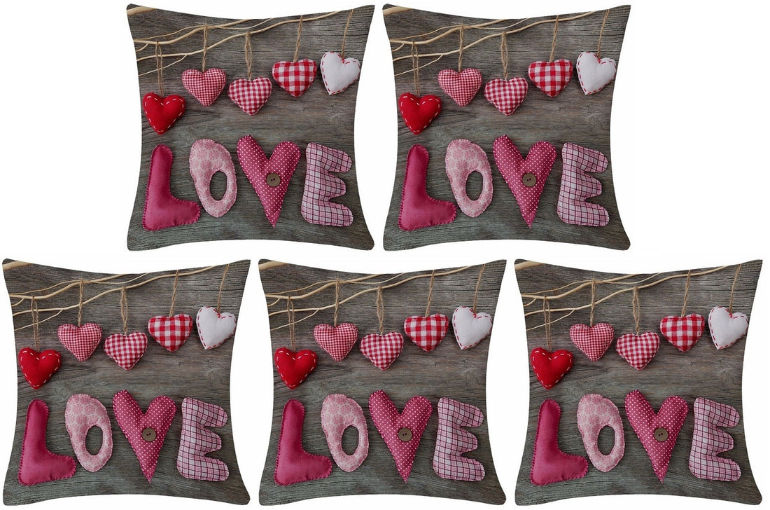 Digital Print Jute Cushion Cover Set Of 5 Pcs