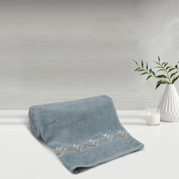 500 GSM Embroidered Bath Towel (Royal Blue)