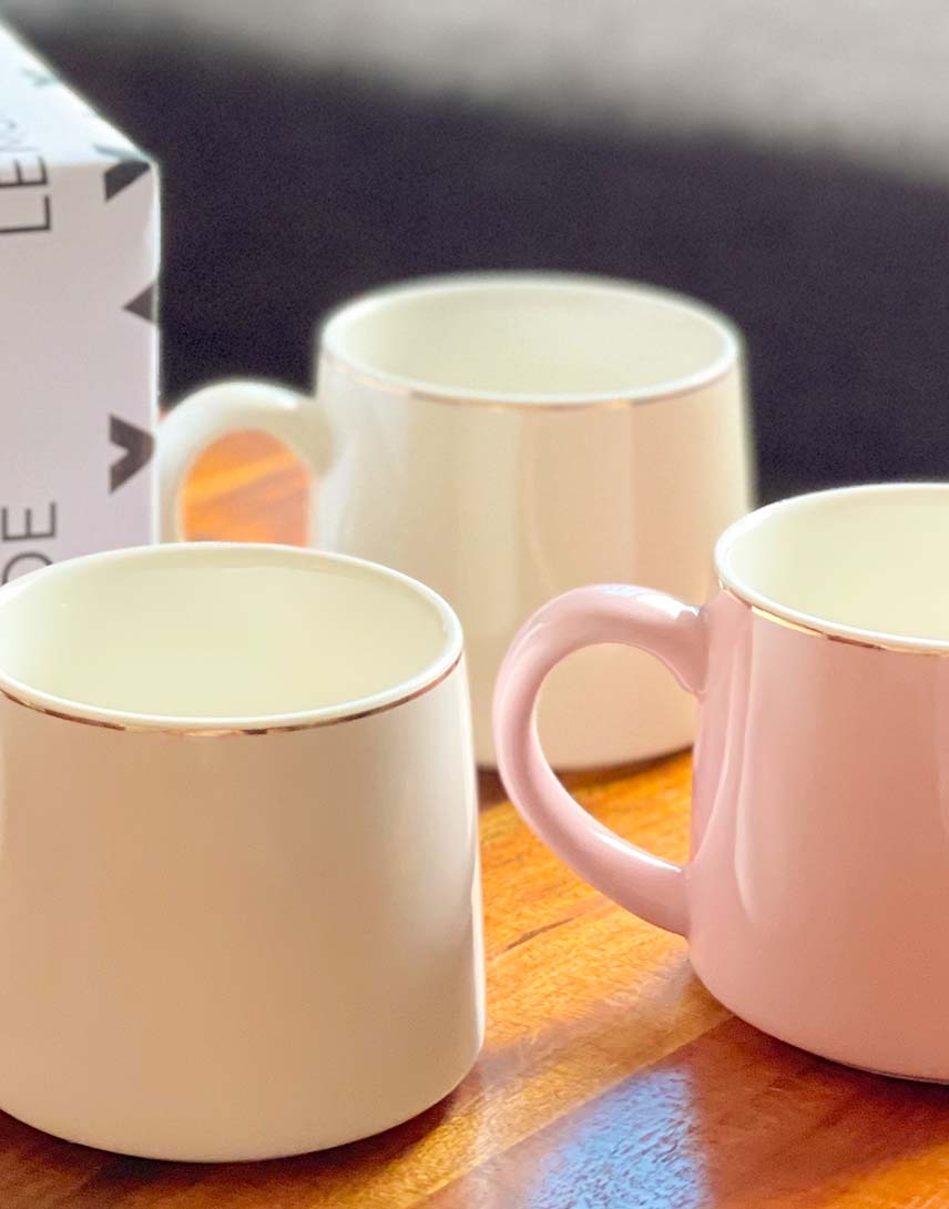 Gold Rim Pastel Mugs