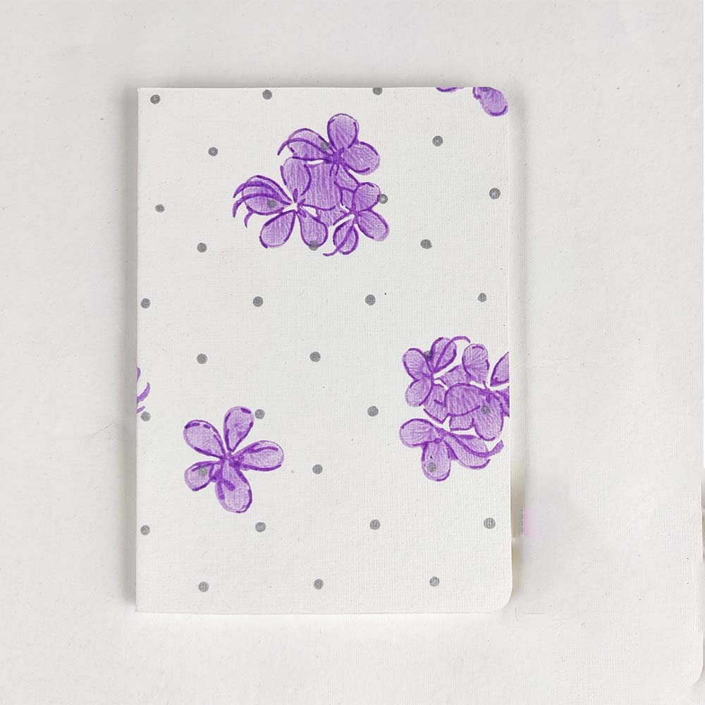 Handblock Printed Notebook Lilac Flowers