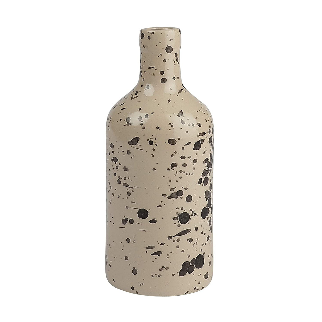 Handpainted Ceramic Flower Vase In Black And Cream