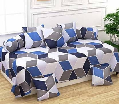 Geometric Glace Cotton Single Bedsheet Set Of 8