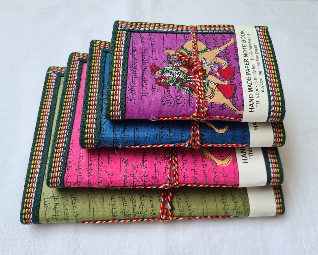 Handmade Paper Diary Set Of 4- Couple Multicolor (assorted Color)