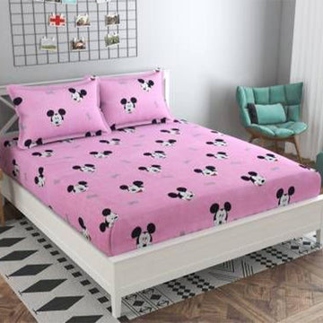 Mickey - Glace Cotton Double Bedsheet With 2 Pillow Covers