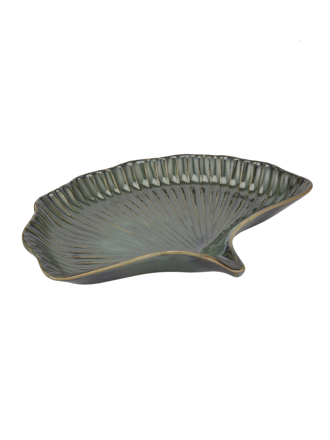 Peacock Exotic Glazed Leaf Ceramic Platter (set Of 2)