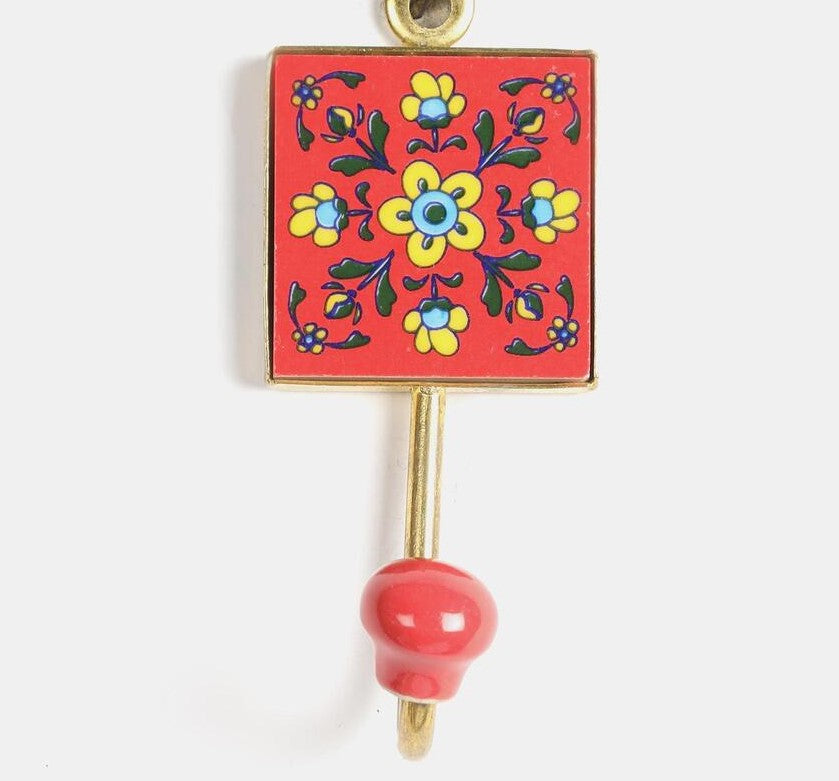 Ceramic Hook - Floral (Red)