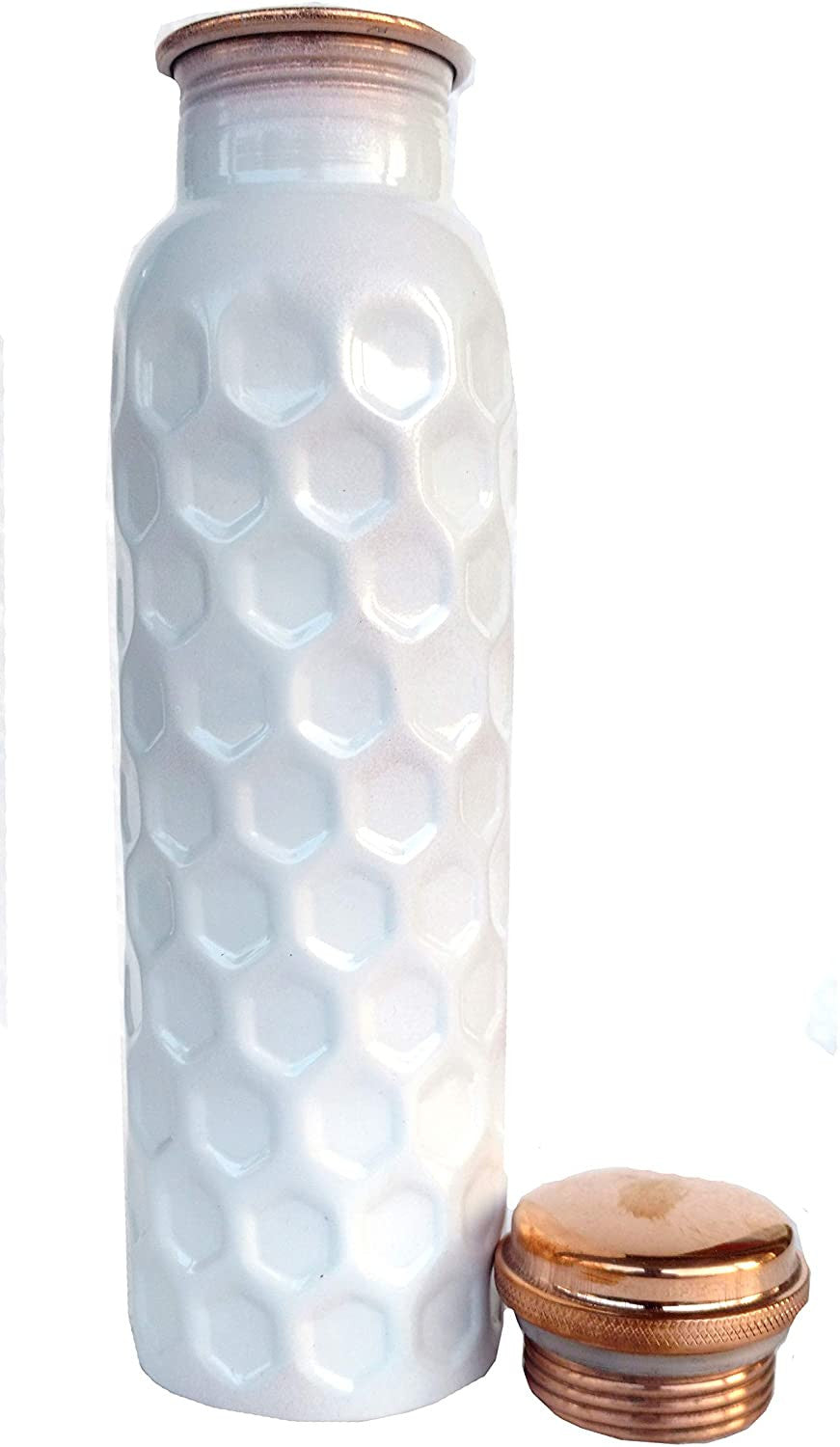 White Copper Honeycomb Design Water Bottle 950 Ml