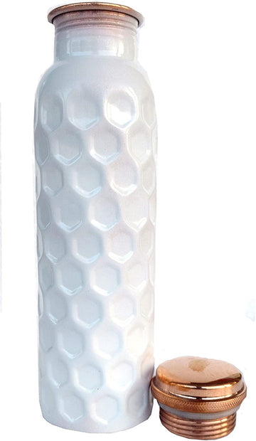 White Copper Honeycomb Design Water Bottle 950 Ml