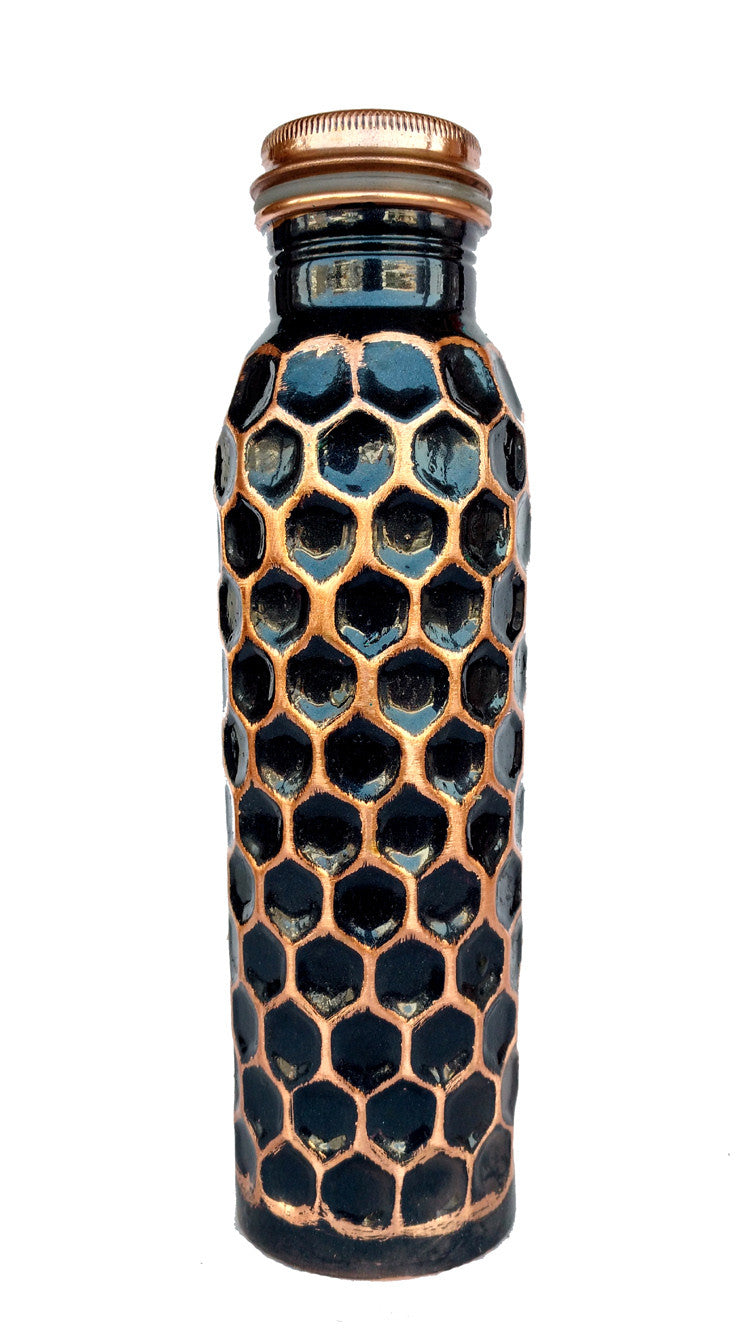 Black Honeycomb Design Copper Water Bottle 950 Ml