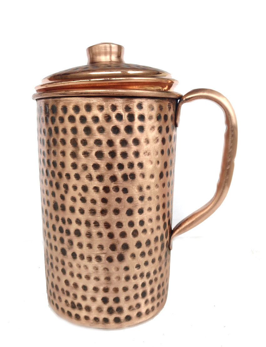 Copper Water Pitcher Antique Looking Hand Hammered 1500 Ml