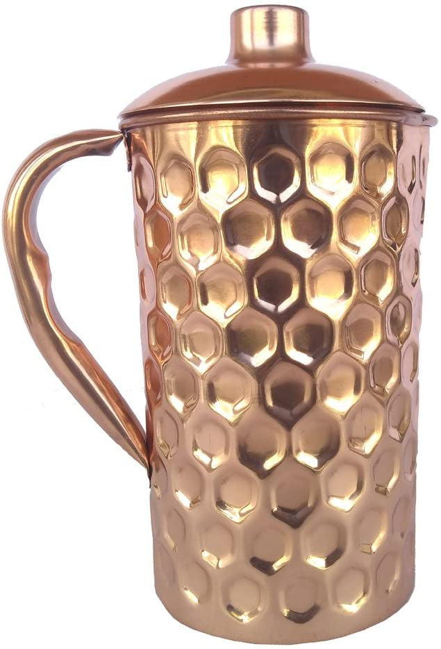 Copper Water Pitcher Diamond Cut Shape 1500 Ml