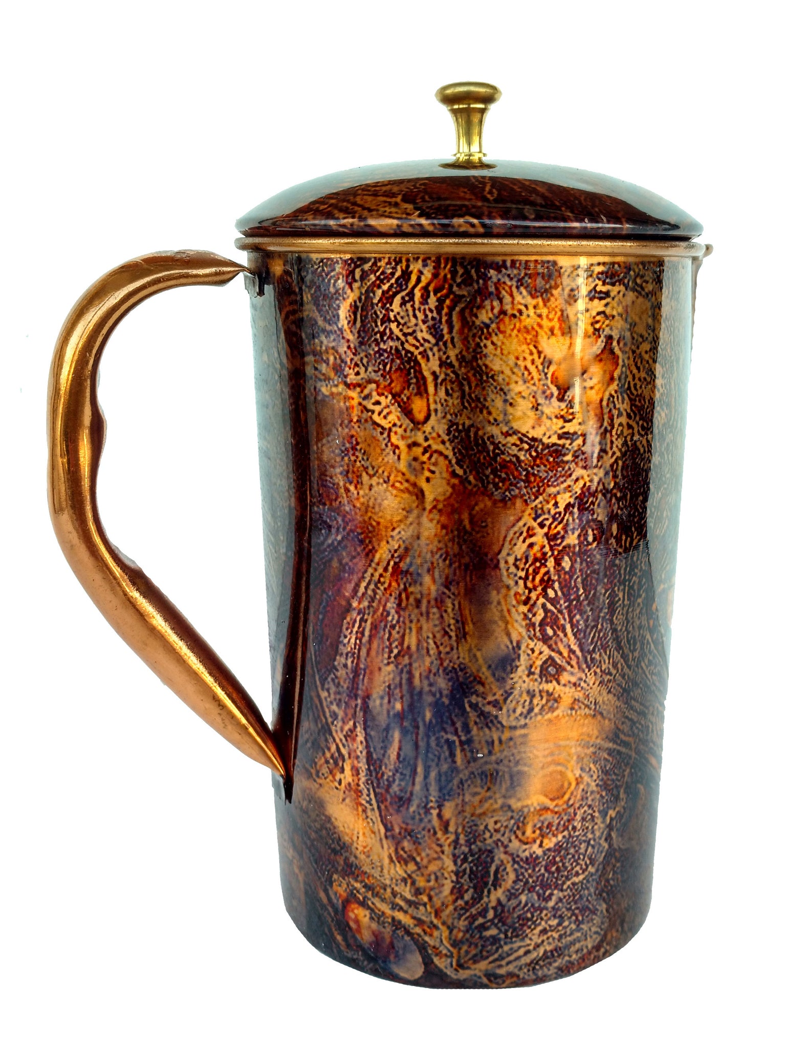 Screen Printed Copper Water Jug Pitcher 1500 Ml Brown