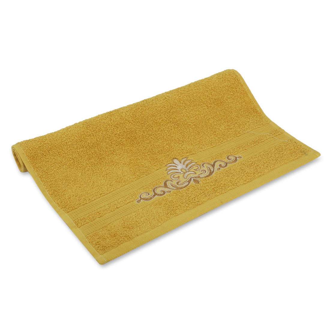 Lush & Beyond 500 GSM Embroidered Hand Towel (Mustard)