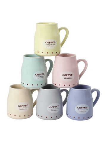 Handmade Ceramic Multicolor Flask Cane Shape Tea Cup - Set Of 6