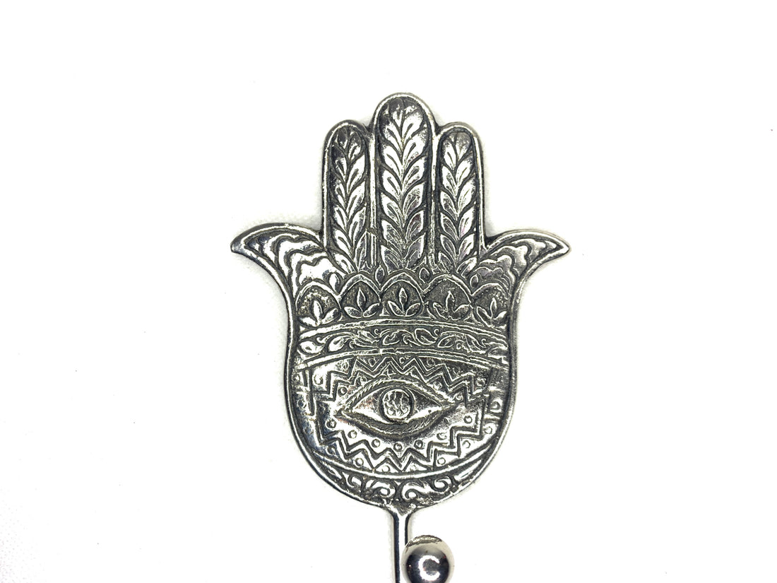 Handmade Recycled Aluminium Coat Hook- Hamsa Hand