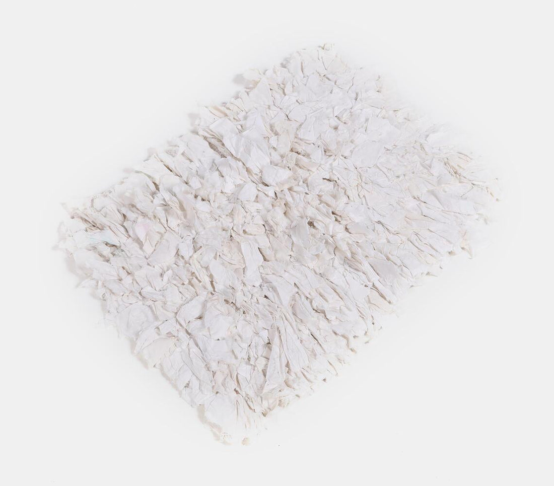 Recycled Cotton Fluffy White Bath Mat