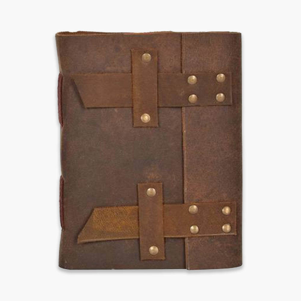 Brown Leather Journal With Buckle And Belt Closure