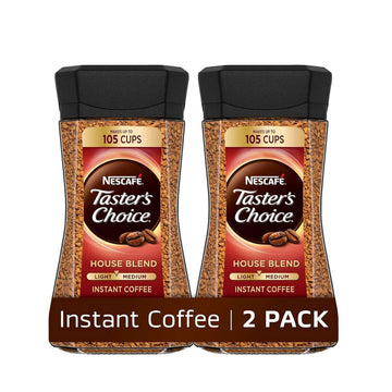 NESCAFÉ Taster's Choice Instant Coffee Light Medium Roast, House Blend, 2 Jars (7 Oz Each)