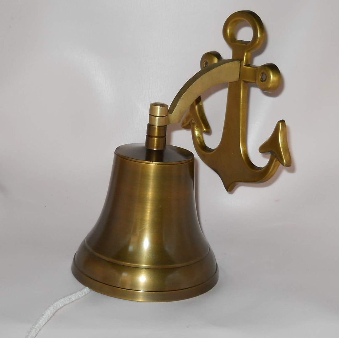 Antique Brass Ship Bell With Anchor Wall Hanging