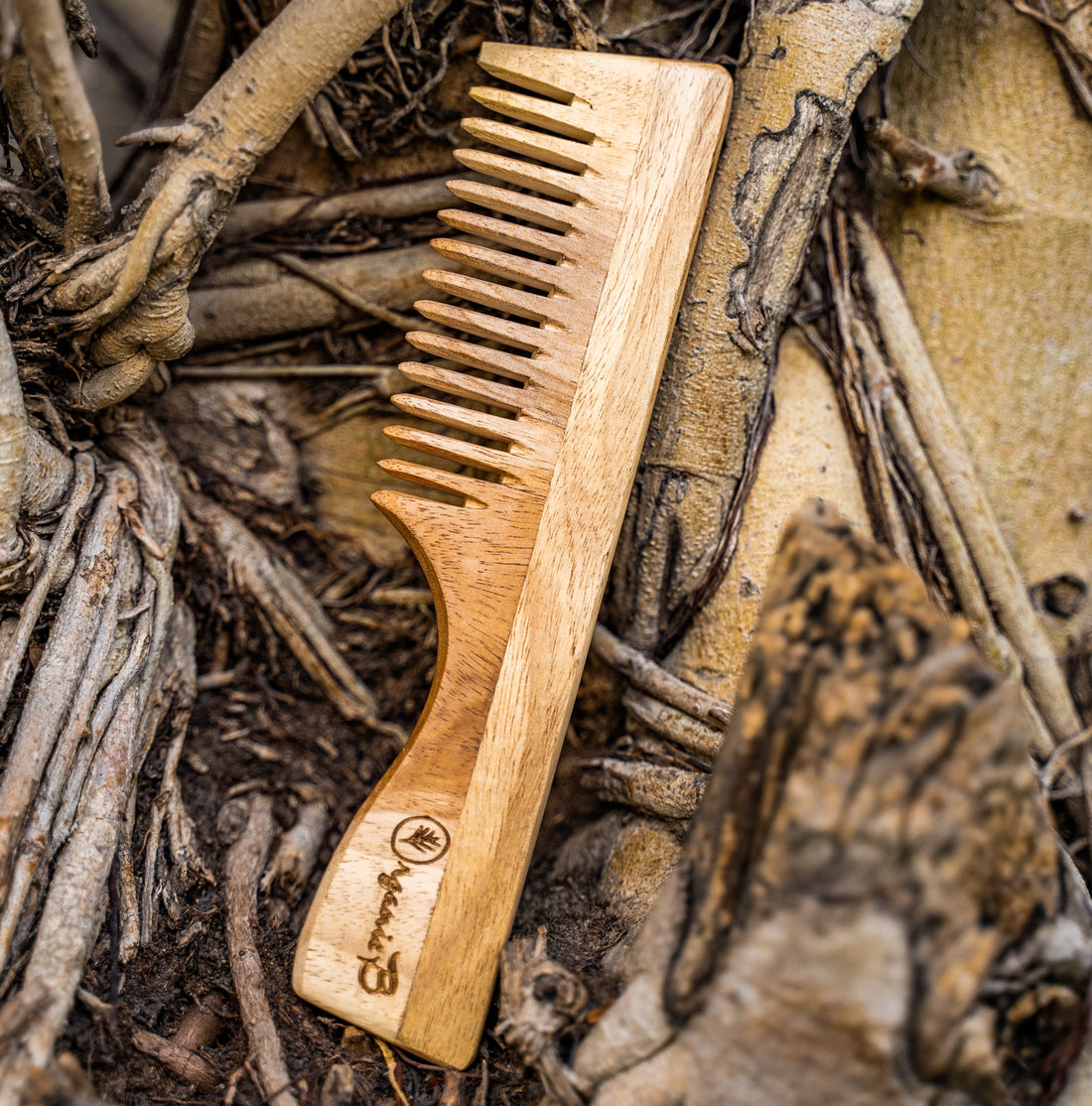 Neem Wood Wide Comb With Handle