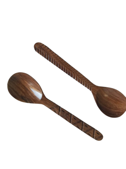 Geomectric Engraving Salad Spoons