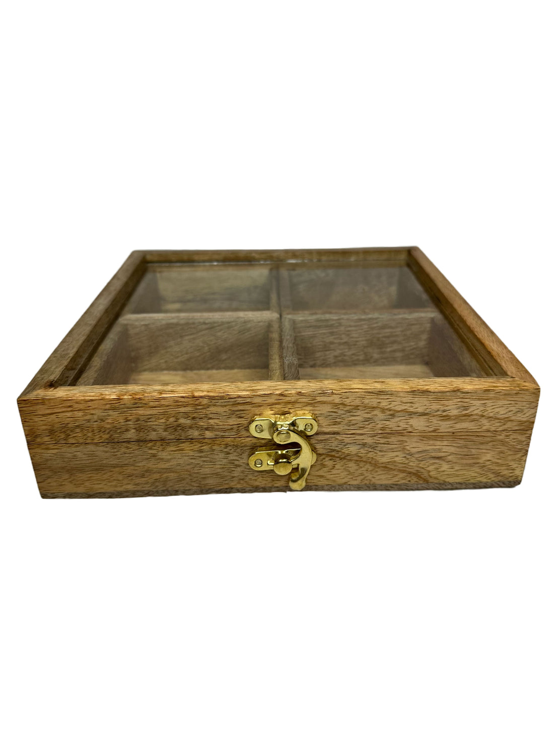 Spice Storage Box With 4 Compartments And Glass Lid