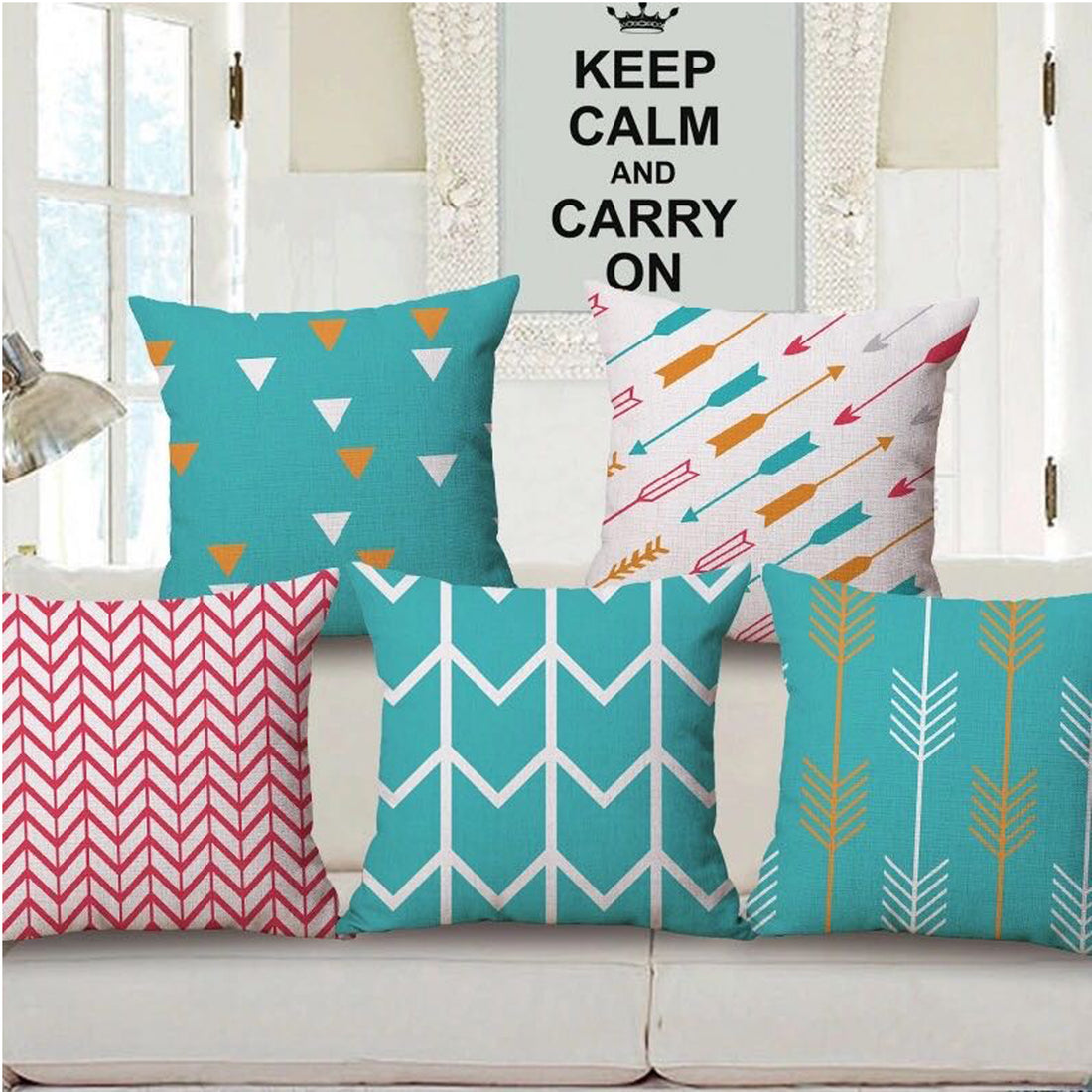 Arrows - Digital Print Jute Cushion Cover Set Of 5 Pcs