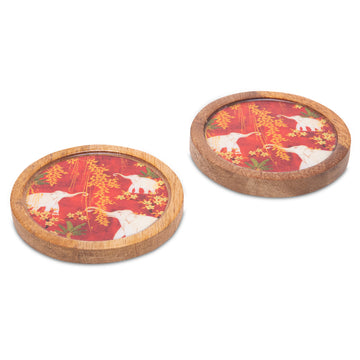 Elephant Print Round Coasters (Set Of 2)