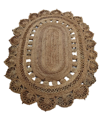 Natural Colour Handmade Jute Rug- Oval