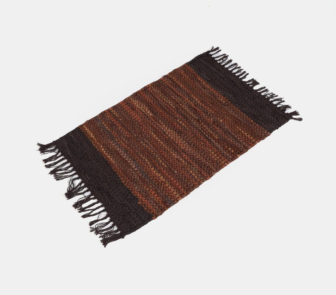 Recycled Leather Rug- Shades Of Brown