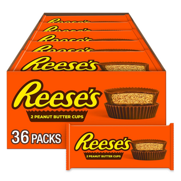 REESE'S Milk Chocolate Peanut Butter Cups, Candy Packs, 1.5 oz (36 Count)