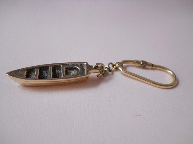 Handcrafted Motor Boat Brass Keyring