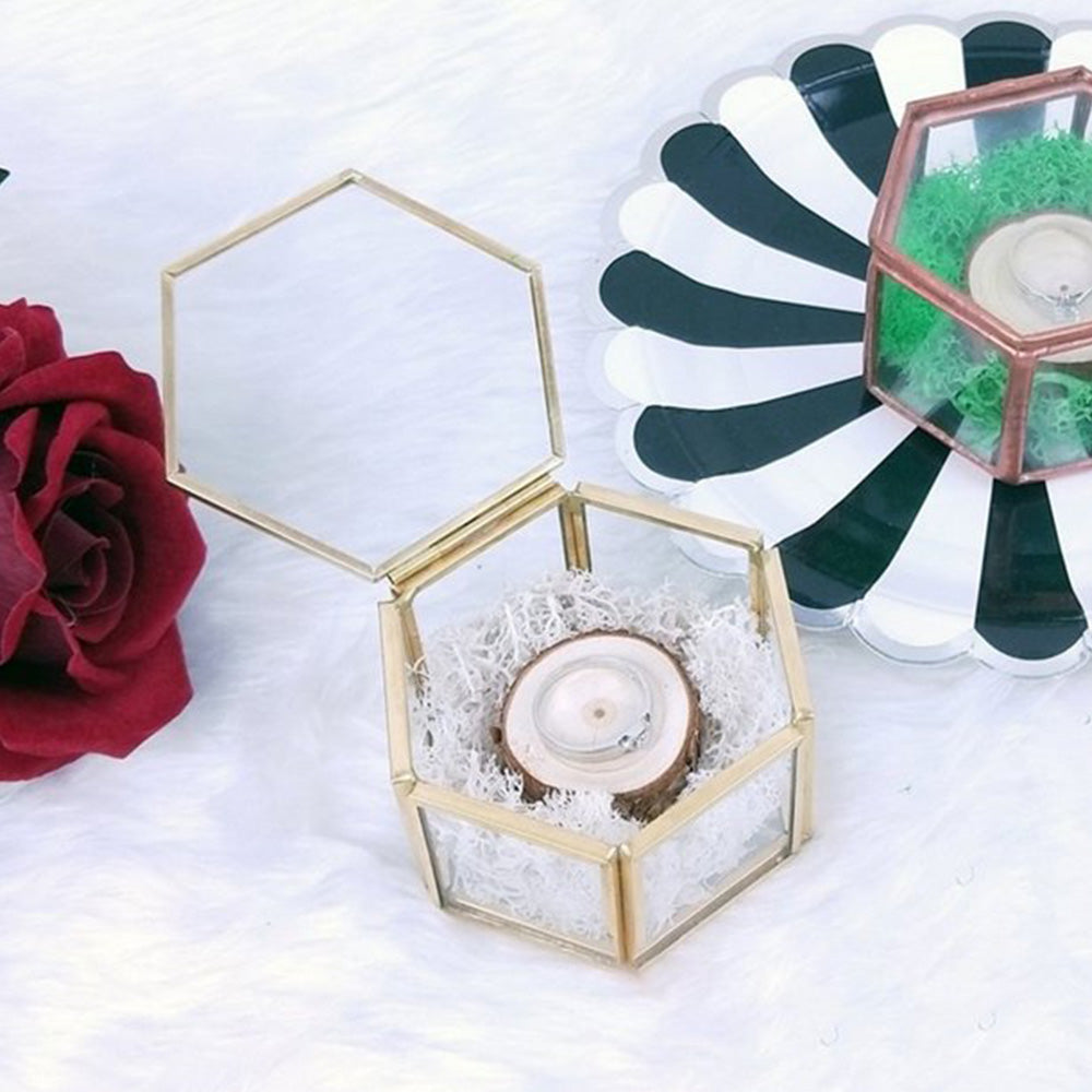 Hexagon Glass Jewelry Decorative Box