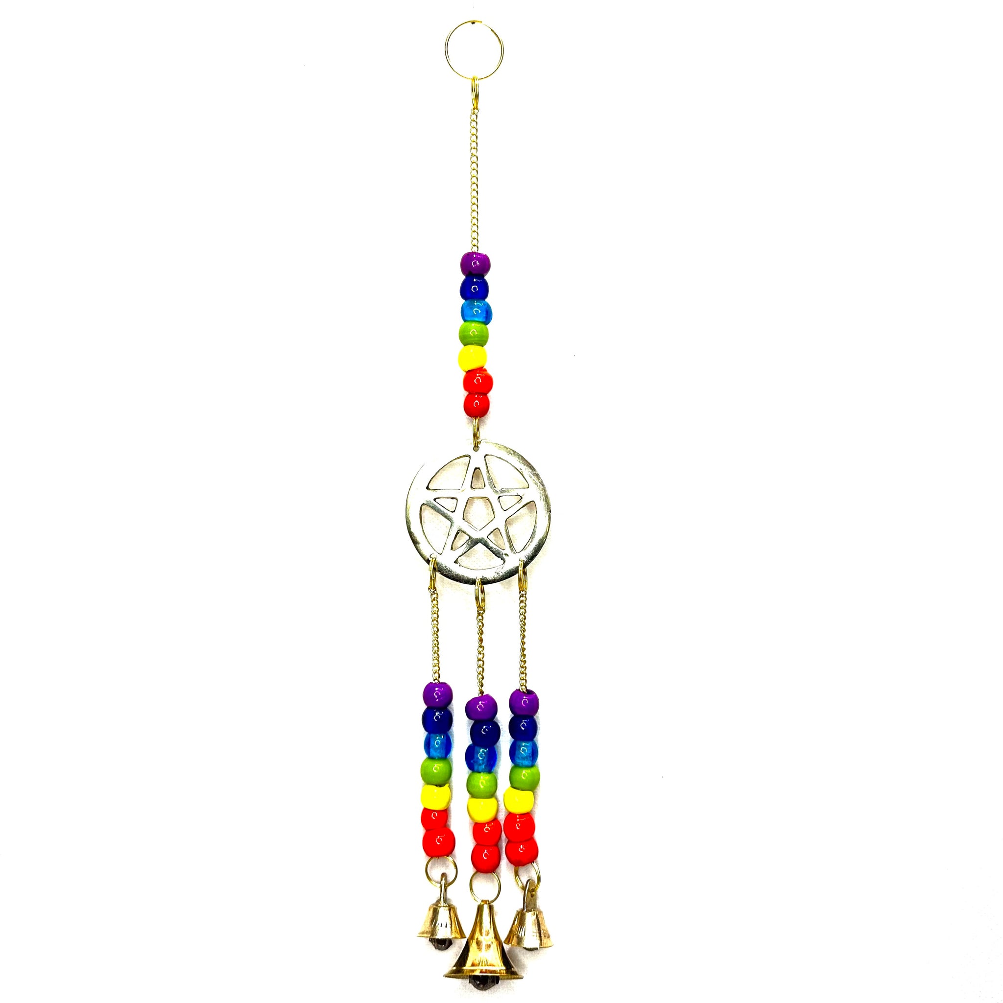 Pentagram Bell Chime With 7 Chakra Beads