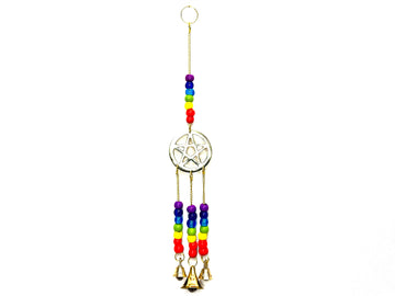 Pentagram Bell Chime With 7 Chakra Beads