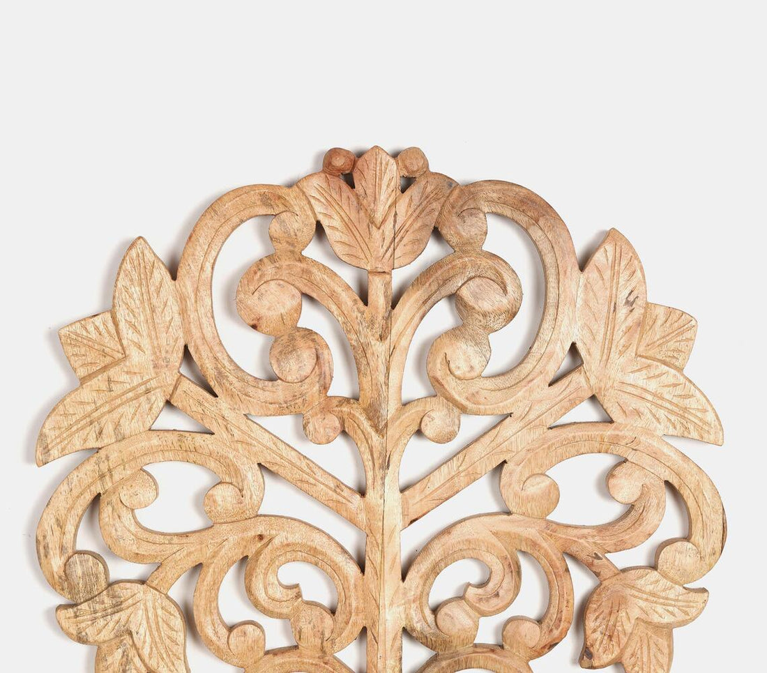 Hand Carved Round Wall Hanging Panel