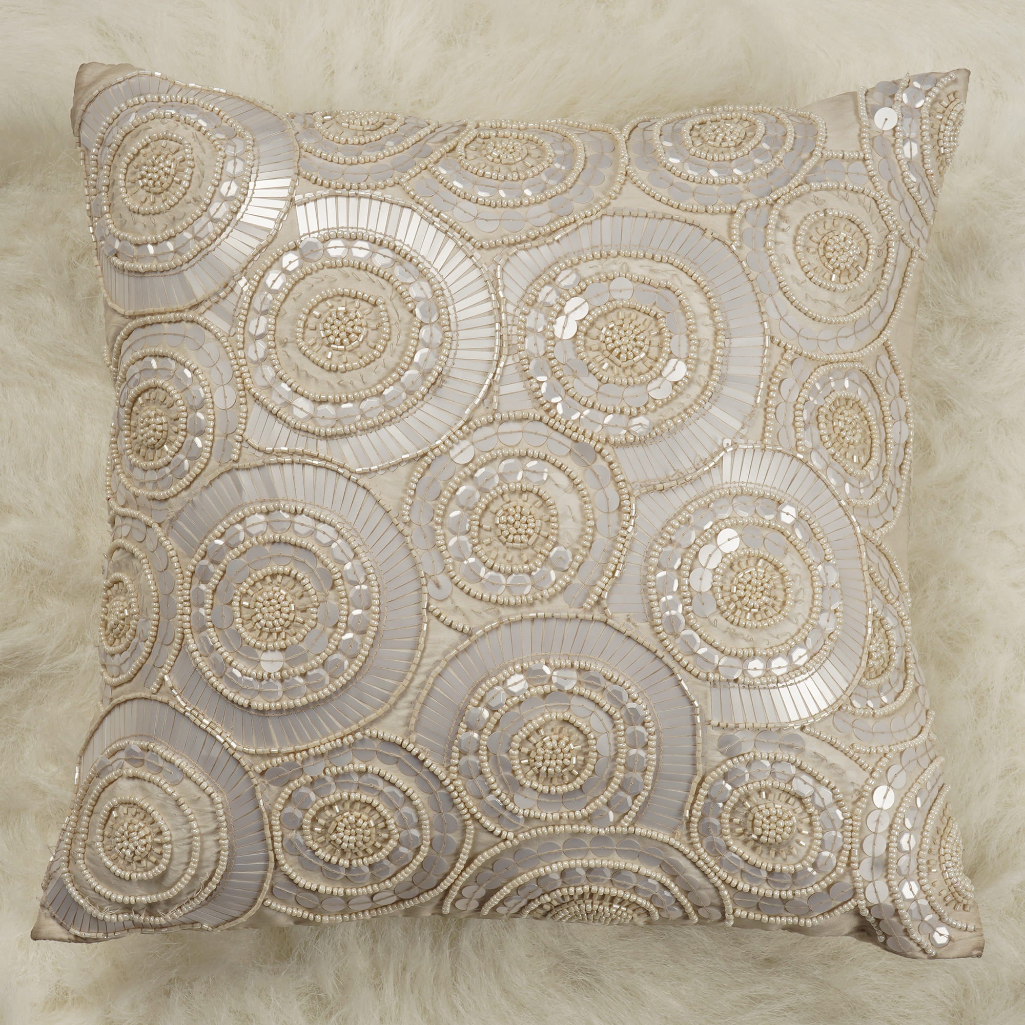 Embroidered Faux Silk Cushion Cover