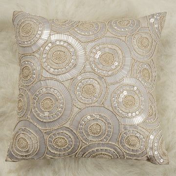 Embroidered Faux Silk Cushion Cover