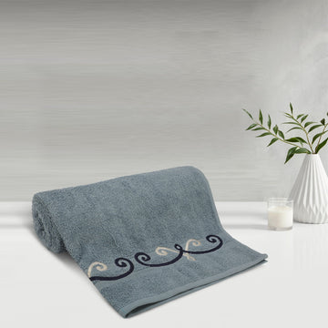 500 GSM Embroidered Bath Towel (Royal Blue 2)