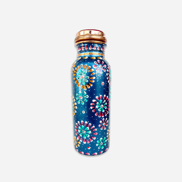 Copper Hand Painted Bottle 500 Ml Blue