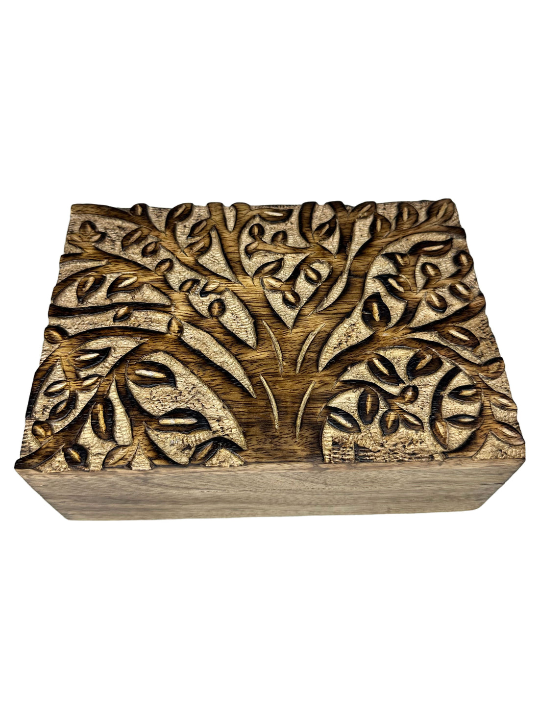 Hand Carved Mango Wood Box- Tree Of Life Design