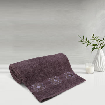 500 GSM Embroidered Bath Towel (Purple)