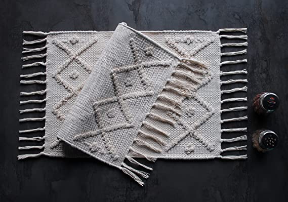 Handwoven Boho Pocket Placemats (White)