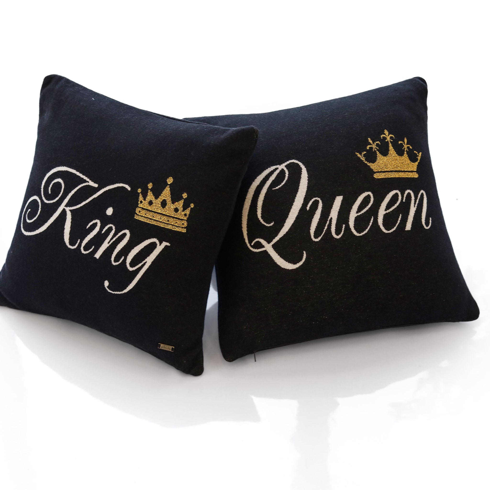 King Queen Cotton Knitted Cushion Cover Set Of 2  (40cm X 40cm)