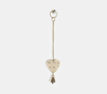 Brass Heart Bell With Chain