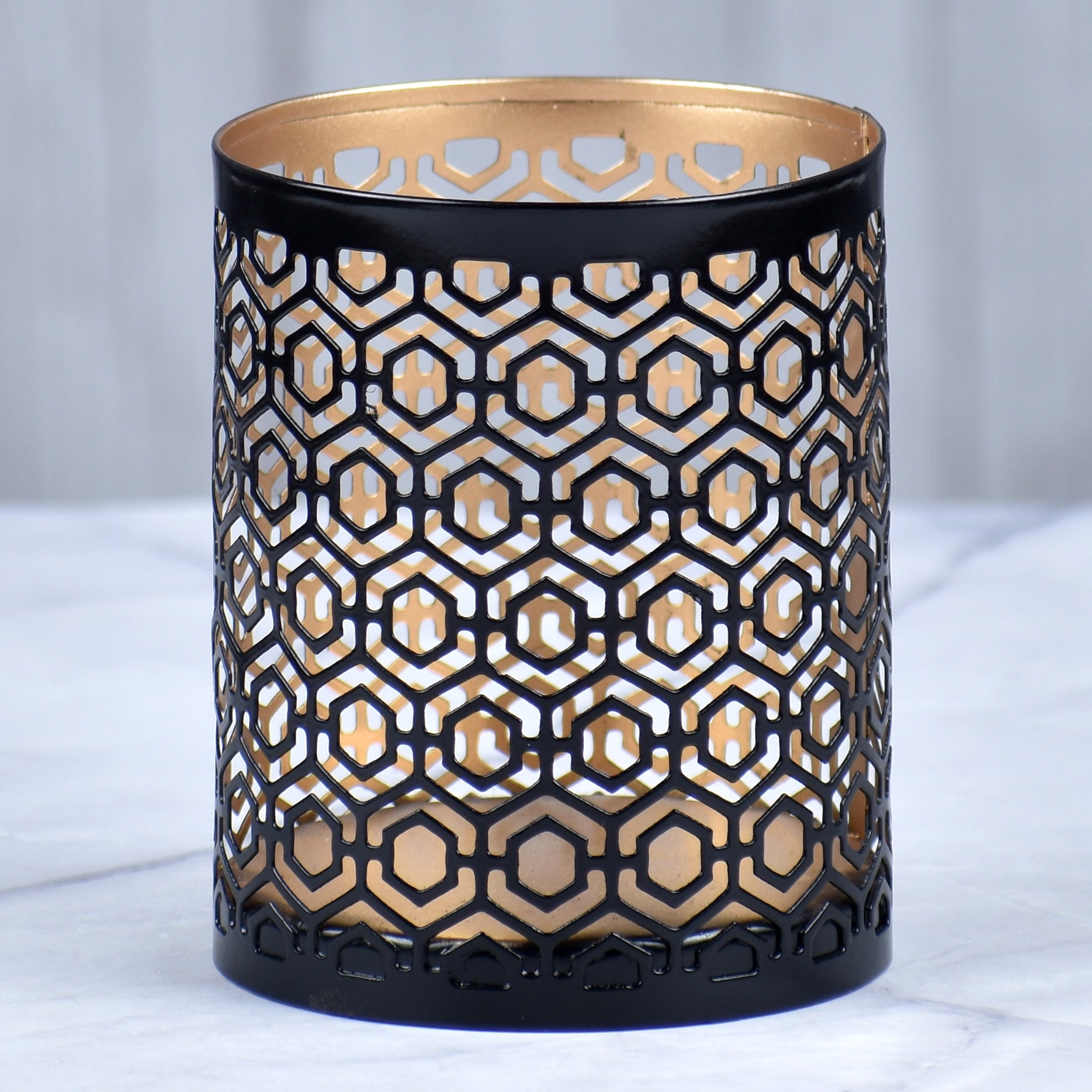 Black And Gold Tea Light Votive Holder