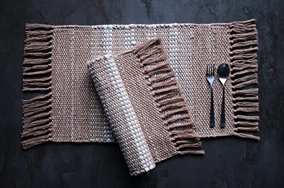 Handwoven Boho Pocket Placemats (Coffee)