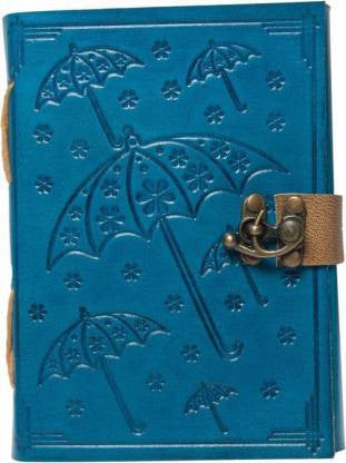 Sky Blue Handmade Leather Journal With Antique Lock